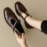 Women's T-Strap Mary Jane Shoes Low Block Heel Buckle